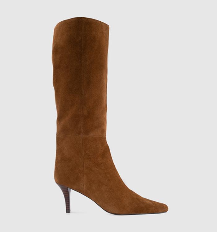 OFFICE Kiri - Chisel Stacked Heel Tan Suede