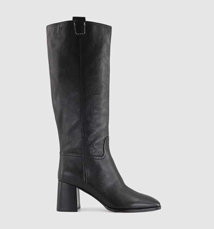 OFFICE Kaitlin - Stack Heel Knee Boot Black Leather