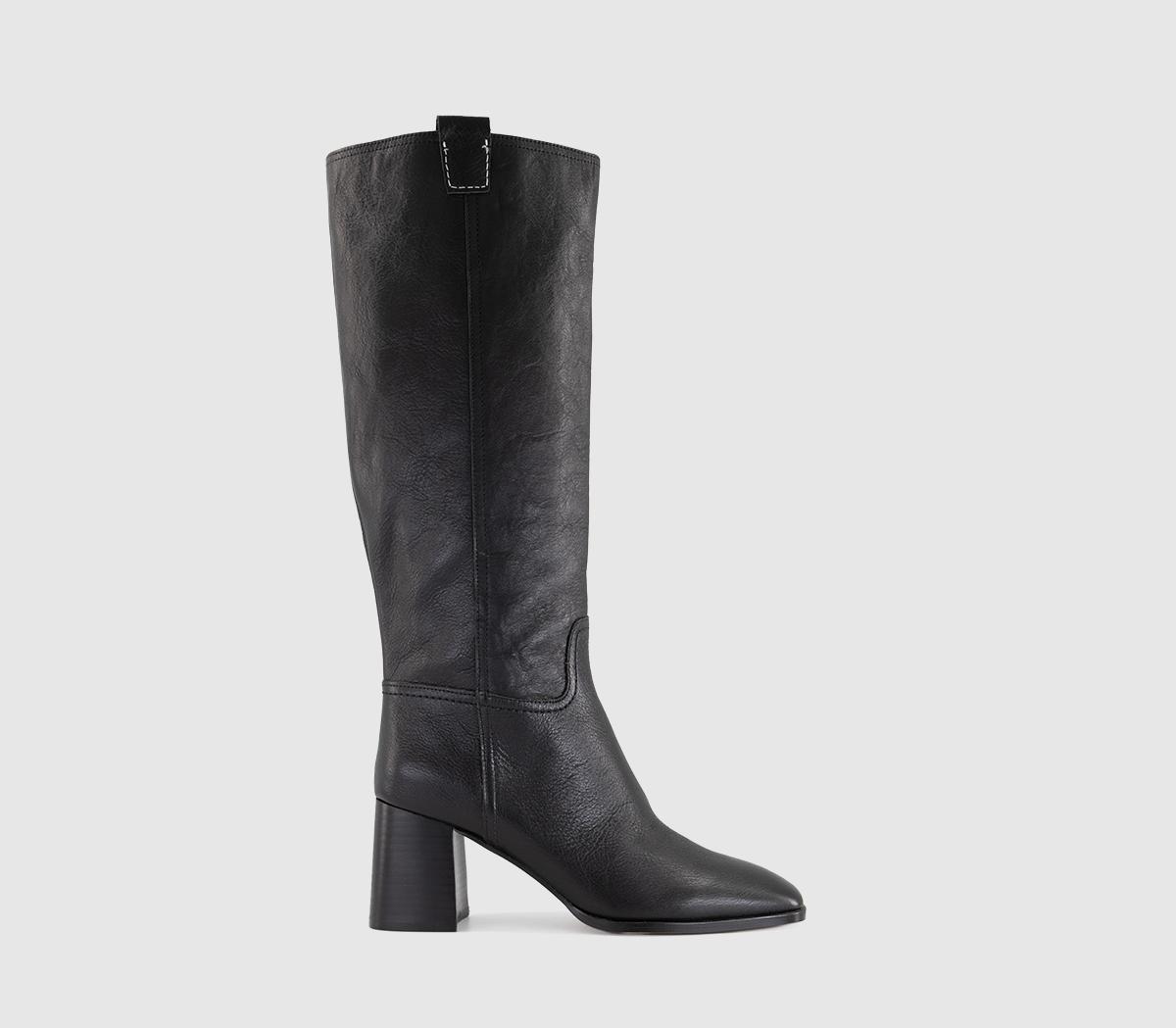 OFFICEKaitlin - Stack Heel Knee BootBlack Leather