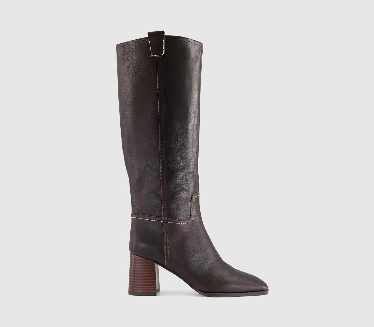 OFFICEKaitlin - Stack Heel Knee BootBrown Leather