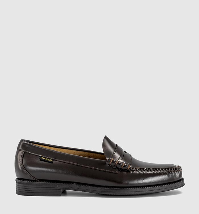 G.H Bass & Co Easy Weejun Flag Loafers Chocolate Leather