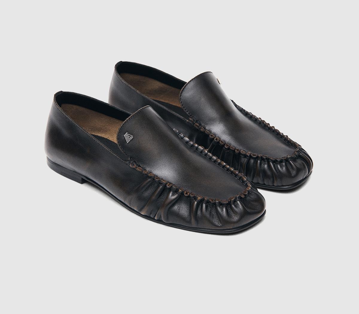 ALOHASGabe Rift LoafersVintage Effect Brown Leather