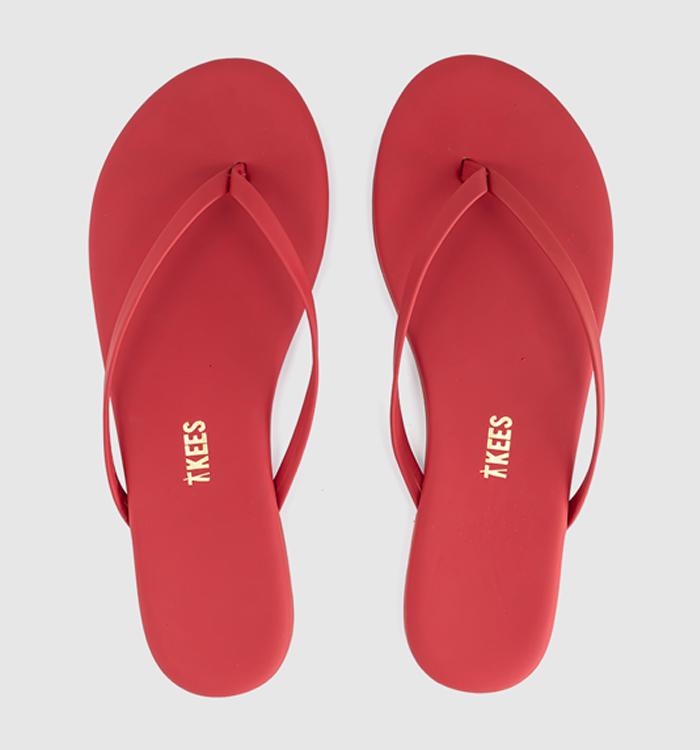 TKEES Solids Flip Flops Red