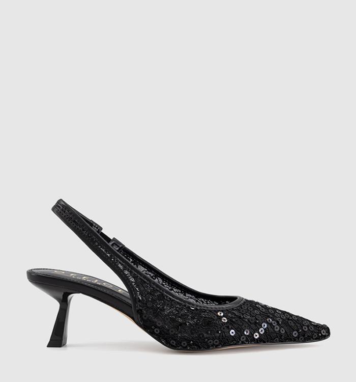 OFFICE Mitzy Point Court Kitten Heels Black Embellished