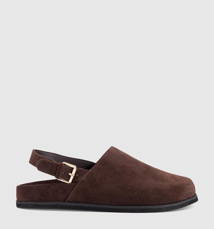 EARTHADDICT Earth Addict: Eclipse - Slingback Clogs Brown Suede