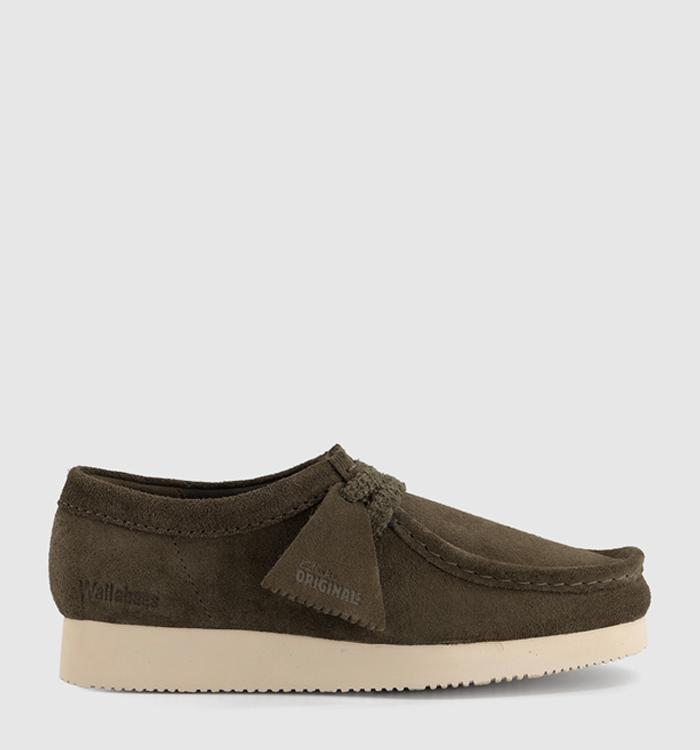 Clarks Originals Wallebee Lite Shoes Dark Olive Suede
