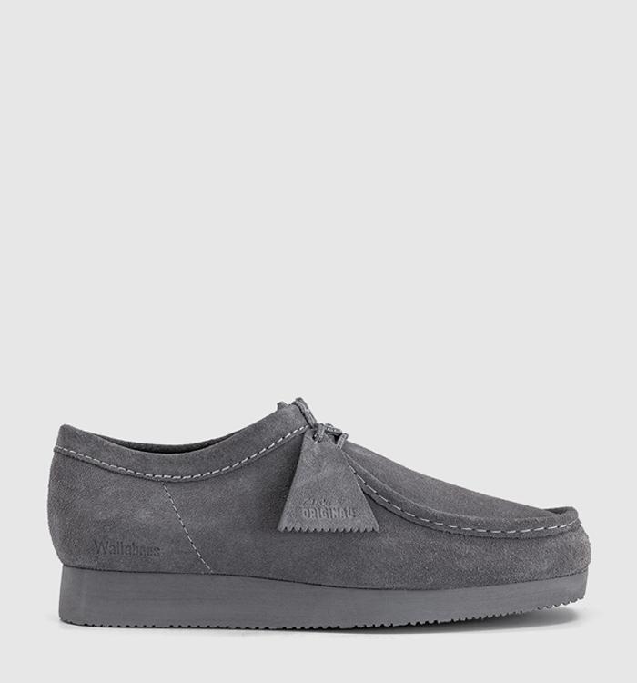 Clarks Originals Wallebee Lite Shoes Grey Suede