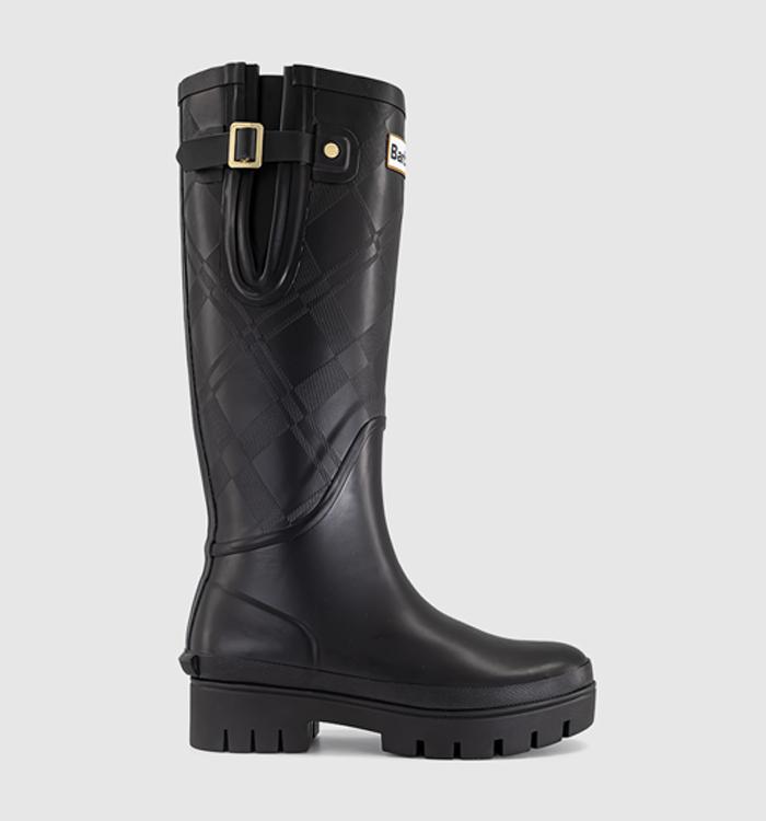 Barbour Leighton Tartan Tall Wellies Black