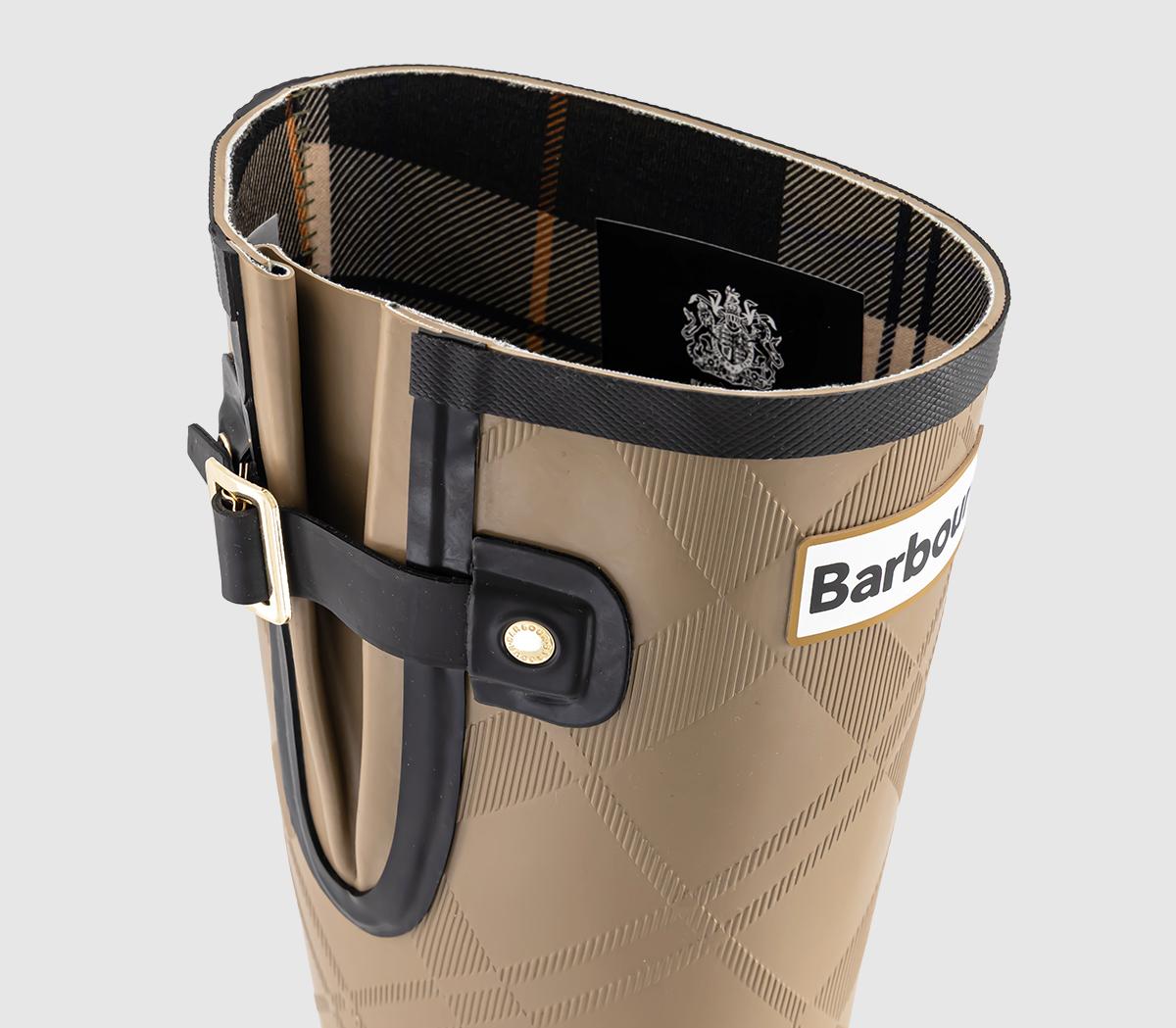 BarbourLeighton Tartan Tall WelliesMilitary Brown