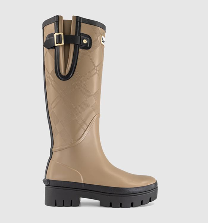 Barbour Leighton Tartan Tall Wellies Military Brown