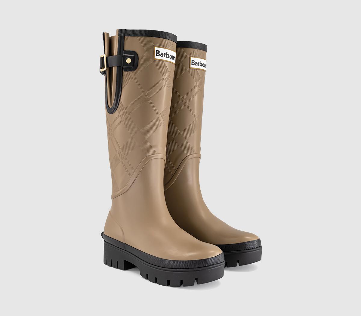 BarbourLeighton Tartan Tall WelliesMilitary Brown