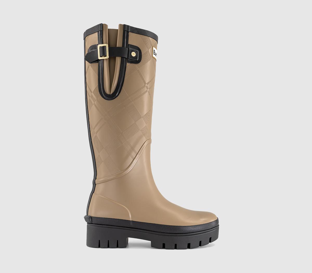 BarbourLeighton Tartan Tall WelliesMilitary Brown