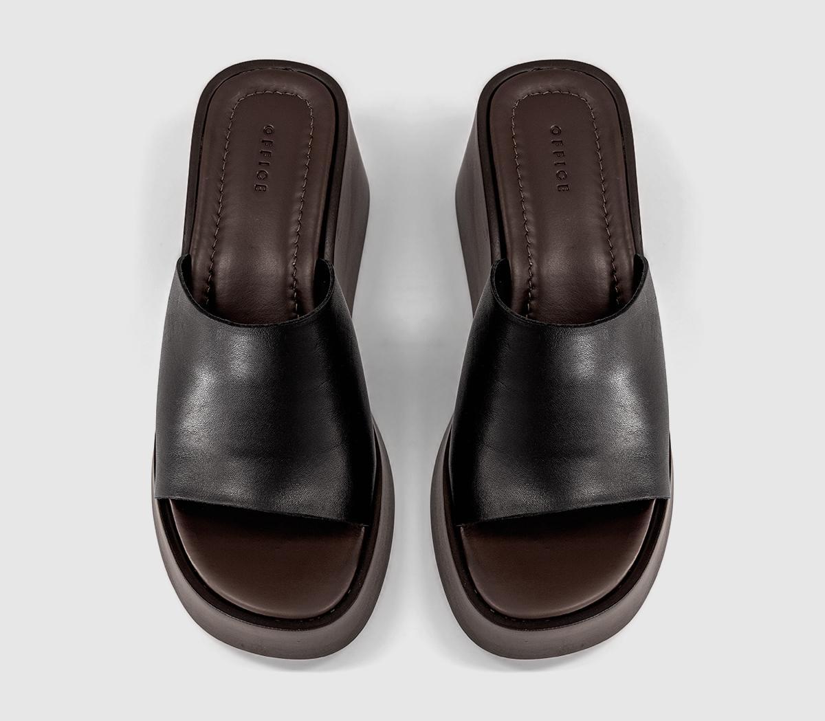 OFFICEMalibu Platform Wedge MulesBlack Leather