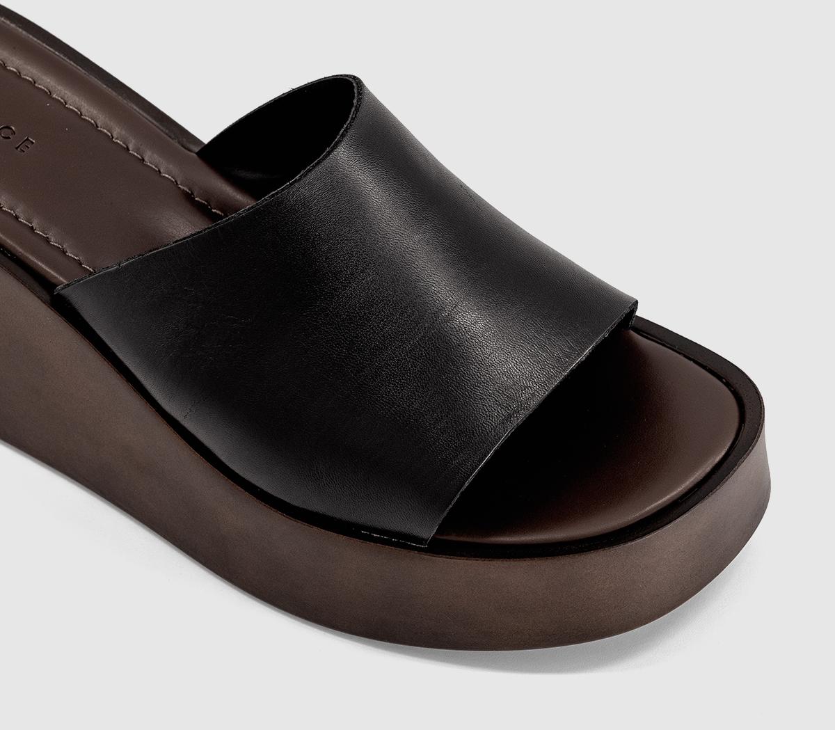 OFFICEMalibu Platform Wedge MulesBlack Leather