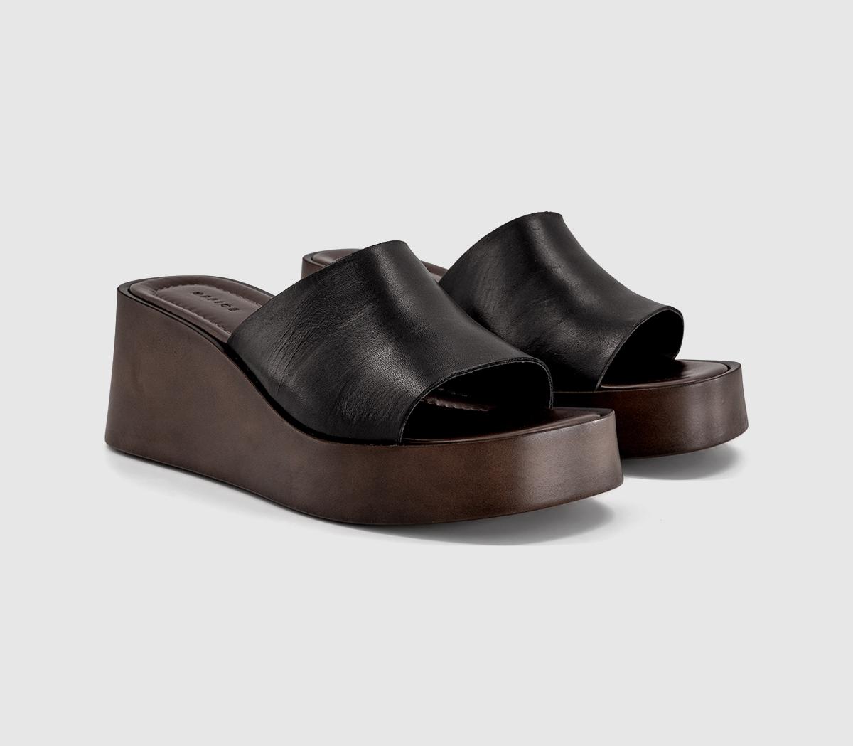 OFFICEMalibu Platform Wedge MulesBlack Leather