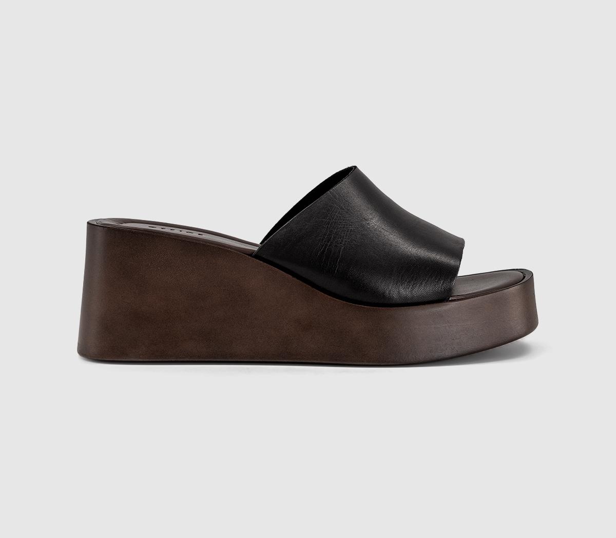 OFFICEMalibu Platform Wedge MulesBlack Leather