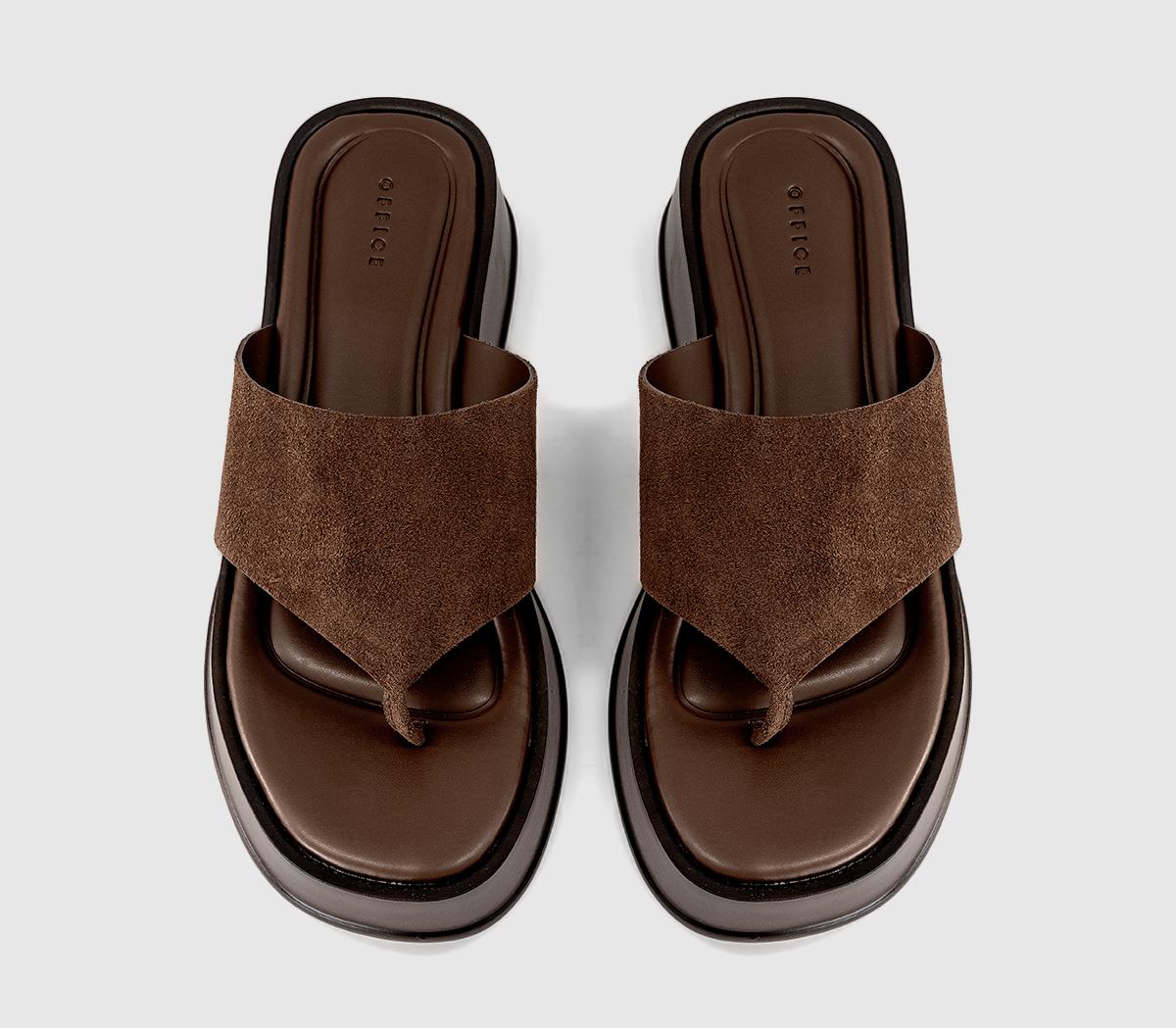 OFFICEMidsummer Platform Toepost SandalsBrown Suede