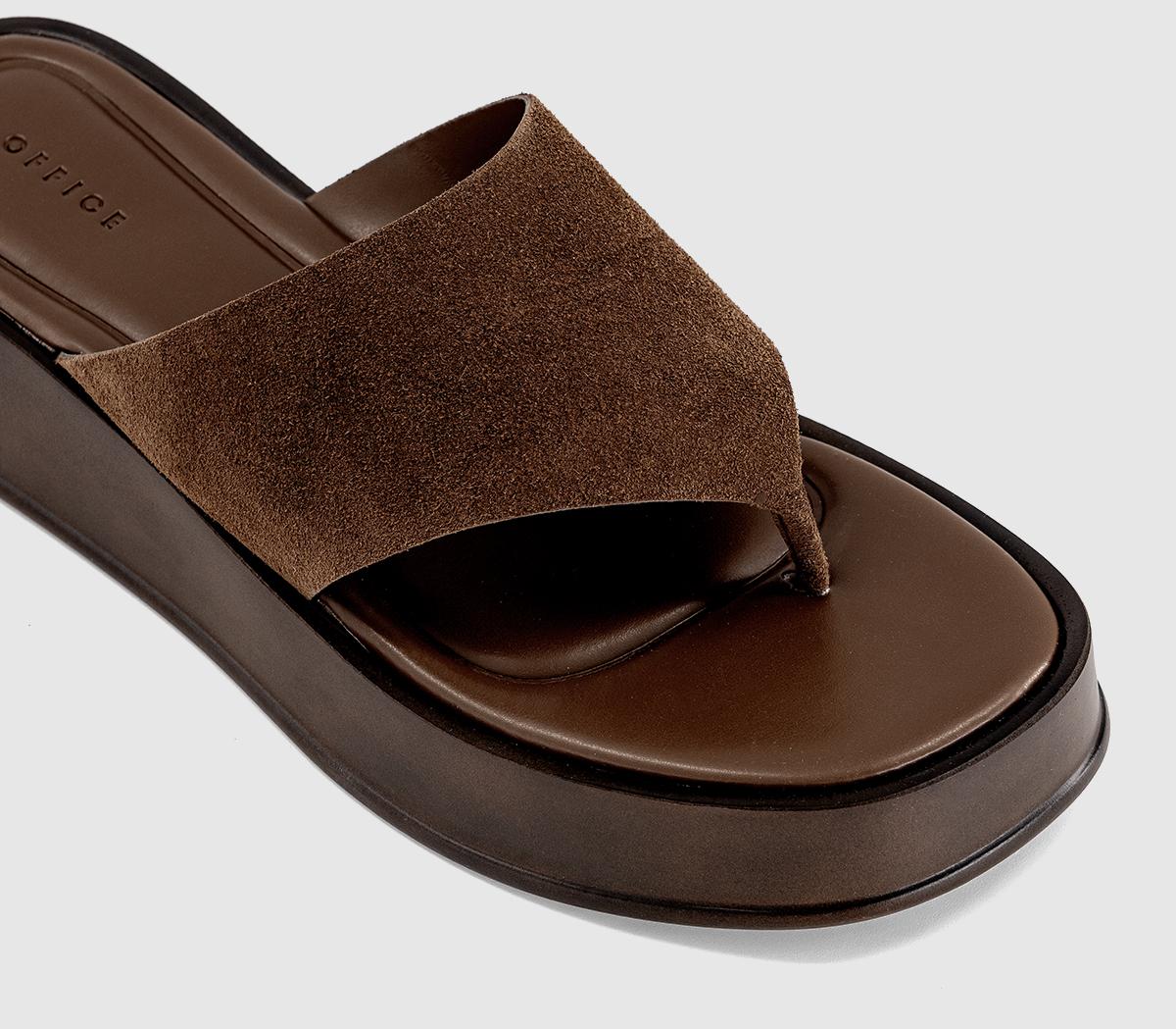 OFFICEMidsummer Platform Toepost SandalsBrown Suede