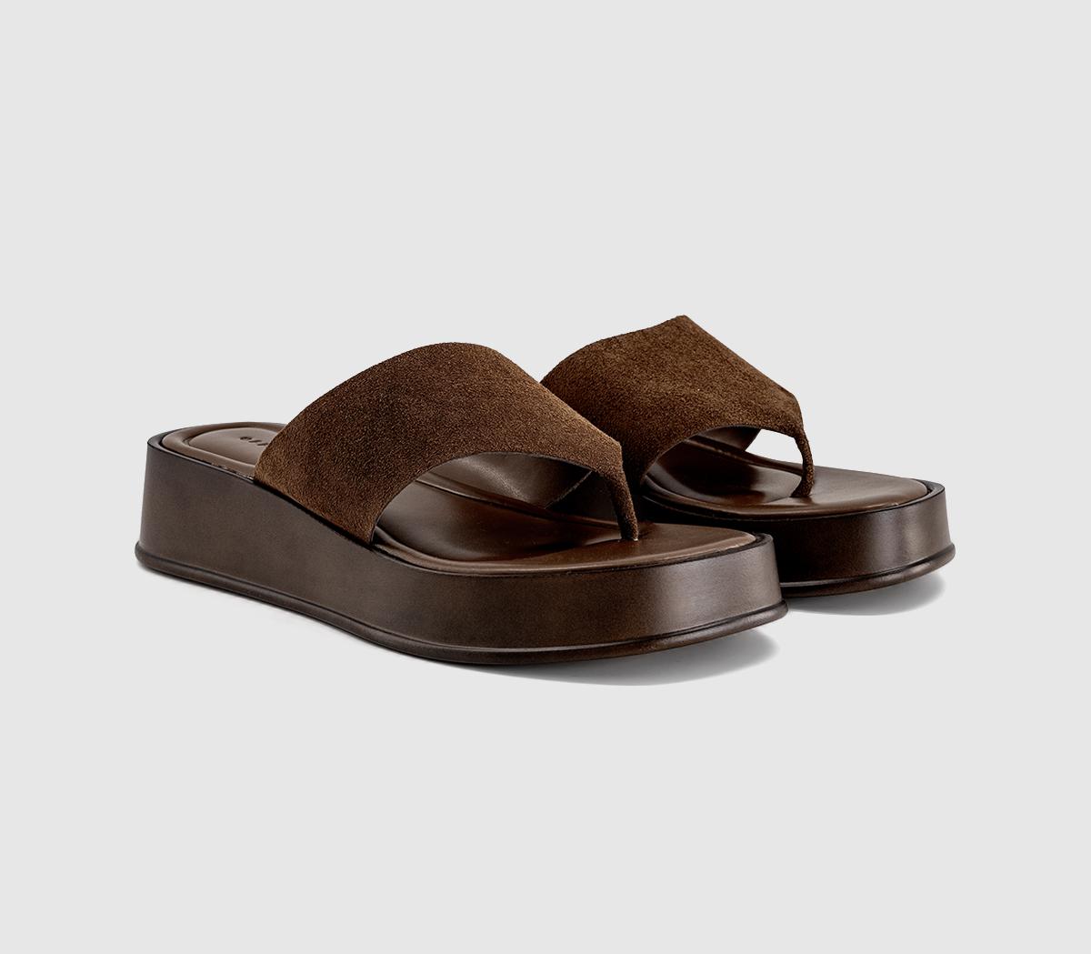 OFFICEMidsummer Platform Toepost SandalsBrown Suede