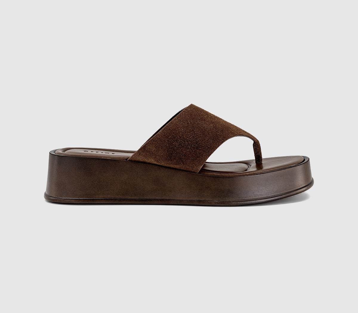 OFFICEMidsummer Platform Toepost SandalsBrown Suede