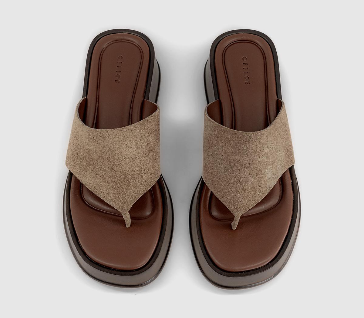 OFFICEMidsummer Platform Toepost SandalsBeige Suede
