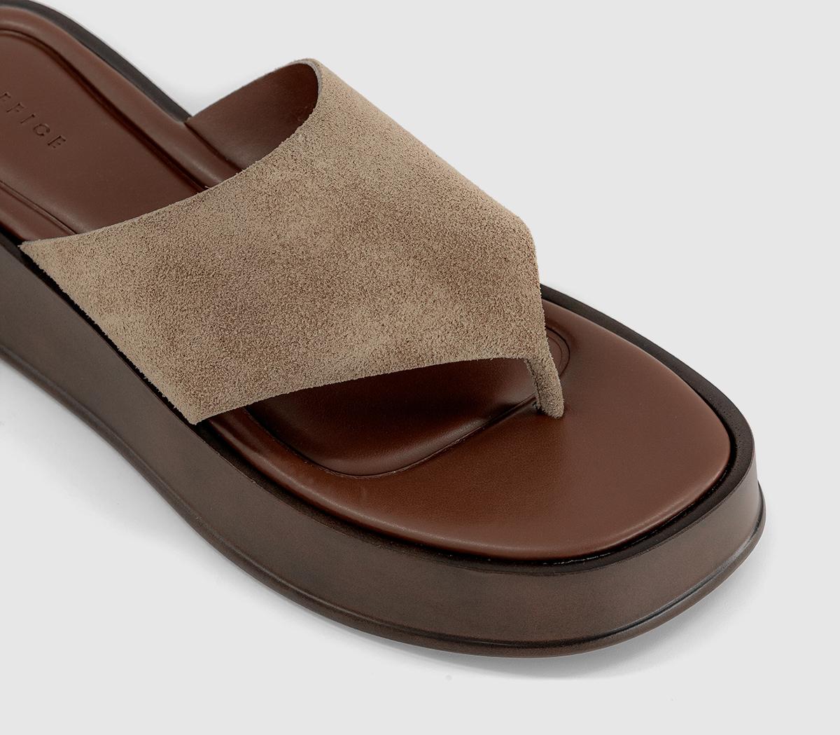 OFFICEMidsummer Platform Toepost SandalsBeige Suede