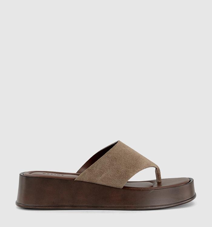 OFFICE Midsummer Platform Toepost Sandals Beige Suede
