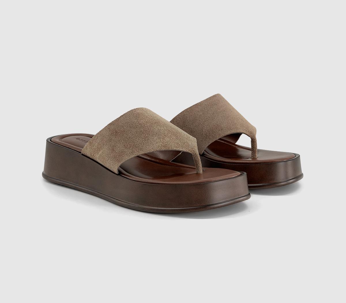 OFFICEMidsummer Platform Toepost SandalsBeige Suede