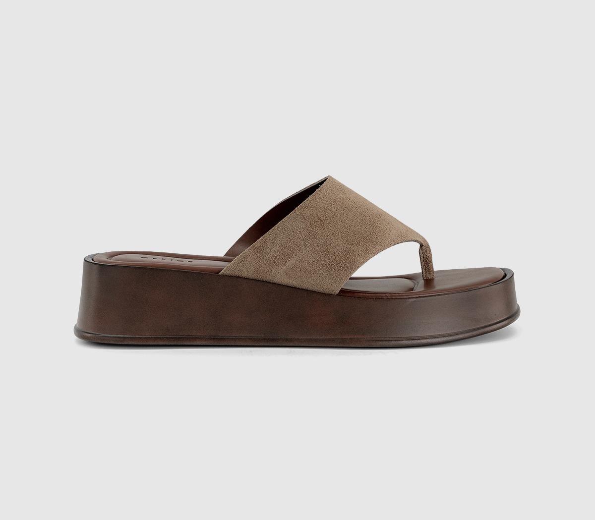 OFFICEMidsummer Platform Toepost SandalsBeige Suede