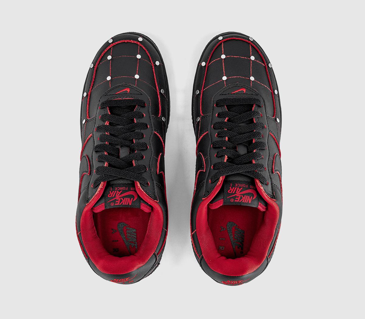 NikeAir Force 1 01 TrainersHellforce Black Gym Red Metallic Silver