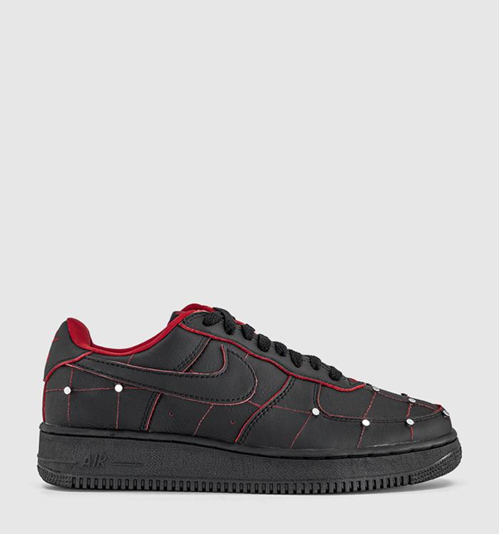 Nike Air Force 1 01 Trainers Hellforce Black Gym Red Metallic Silver