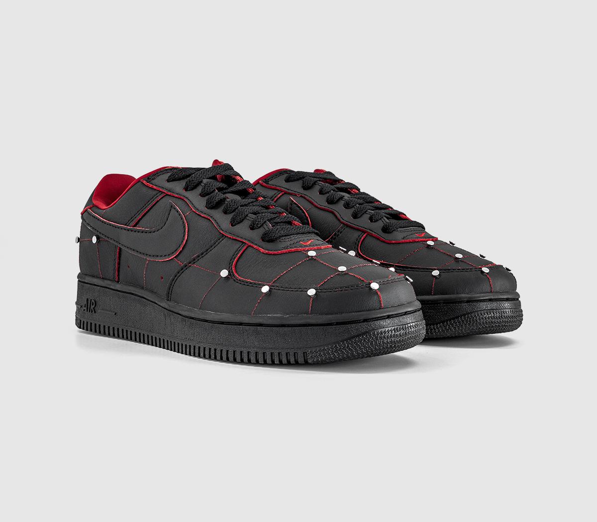 NikeAir Force 1 01 TrainersHellforce Black Gym Red Metallic Silver