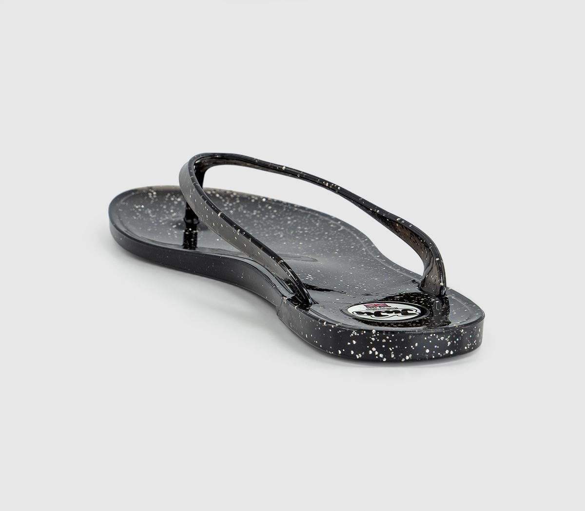 JuJuFrankie Flip FlopsBlack Silver Glitter