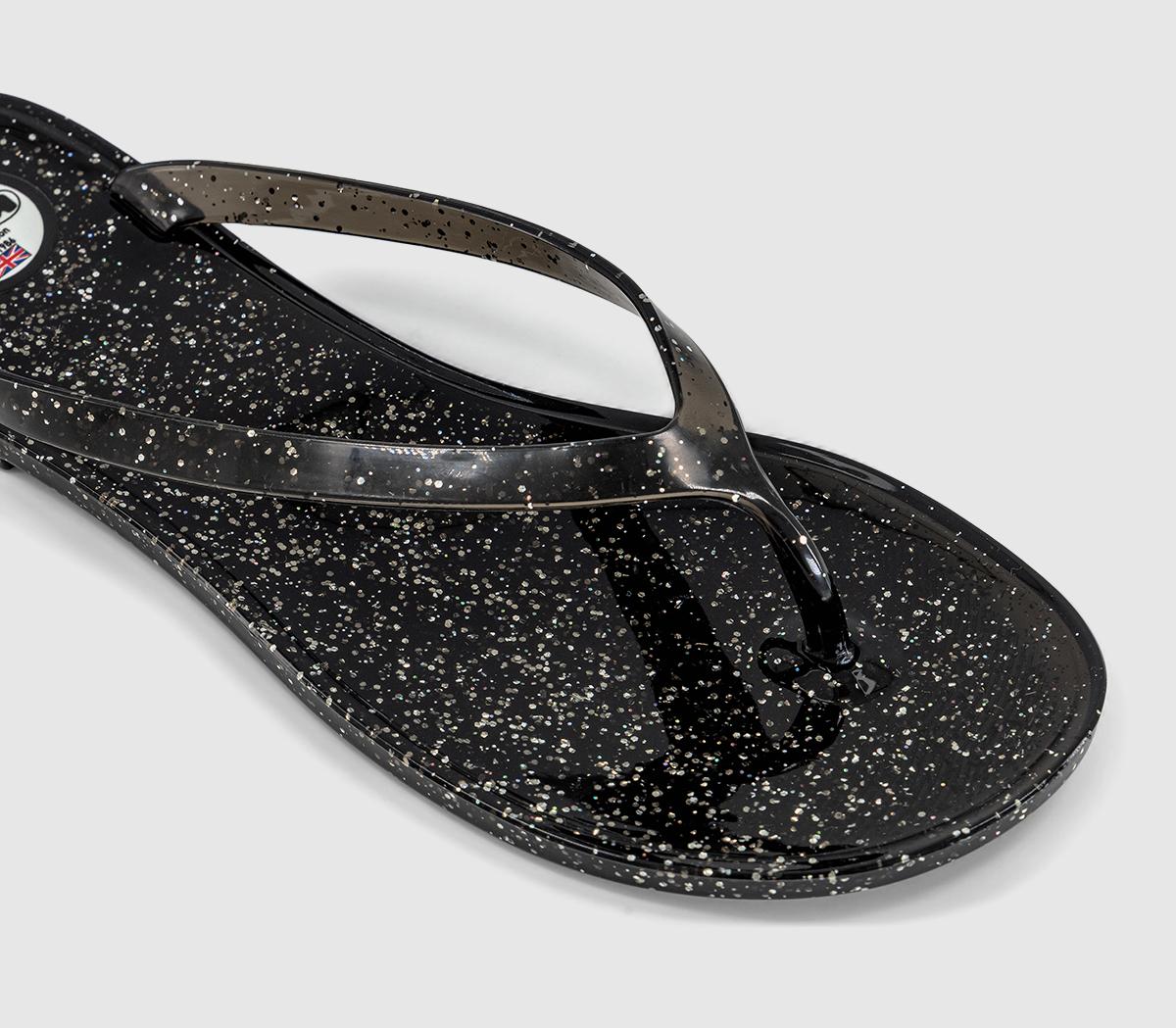 JuJuFrankie Flip FlopsBlack Silver Glitter