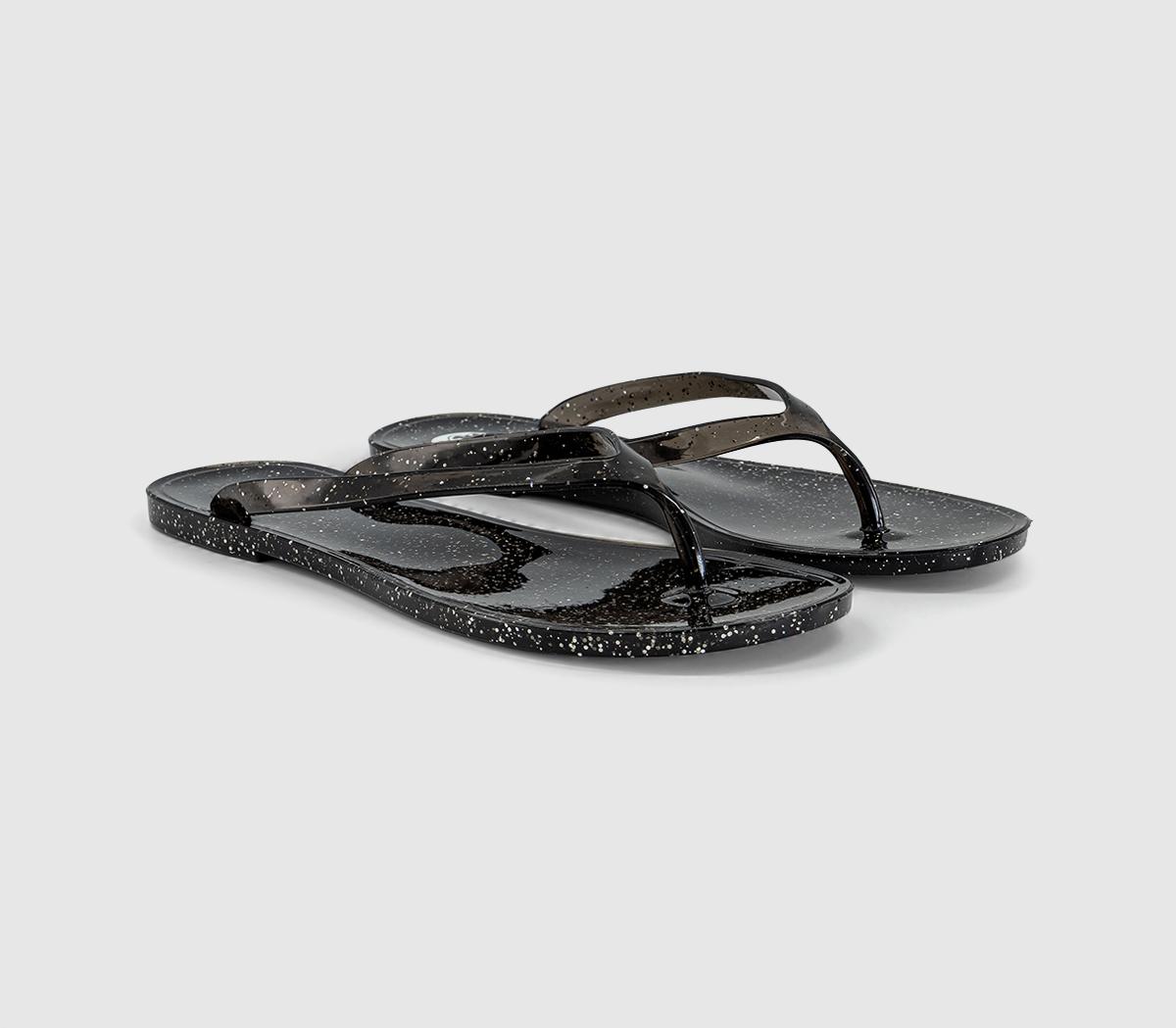 JuJuFrankie Flip FlopsBlack Silver Glitter