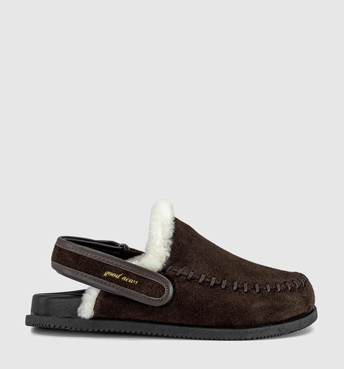 Good News Finn Warm Lined Mules Brown Suede