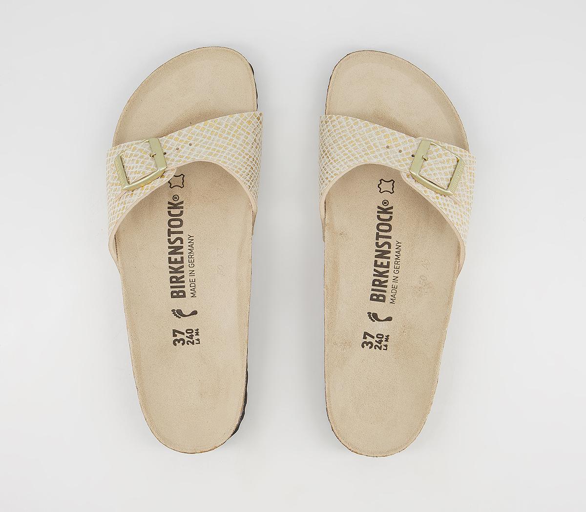 BIRKENSTOCKMadrid 1 Bar MulesShiny Python Eggshell Gold
