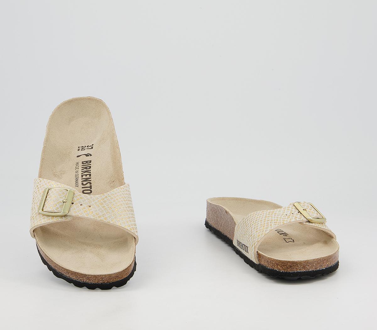BIRKENSTOCKMadrid 1 Bar MulesShiny Python Eggshell Gold