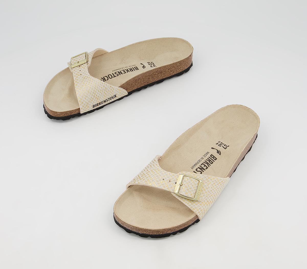 BIRKENSTOCKMadrid 1 Bar MulesShiny Python Eggshell Gold