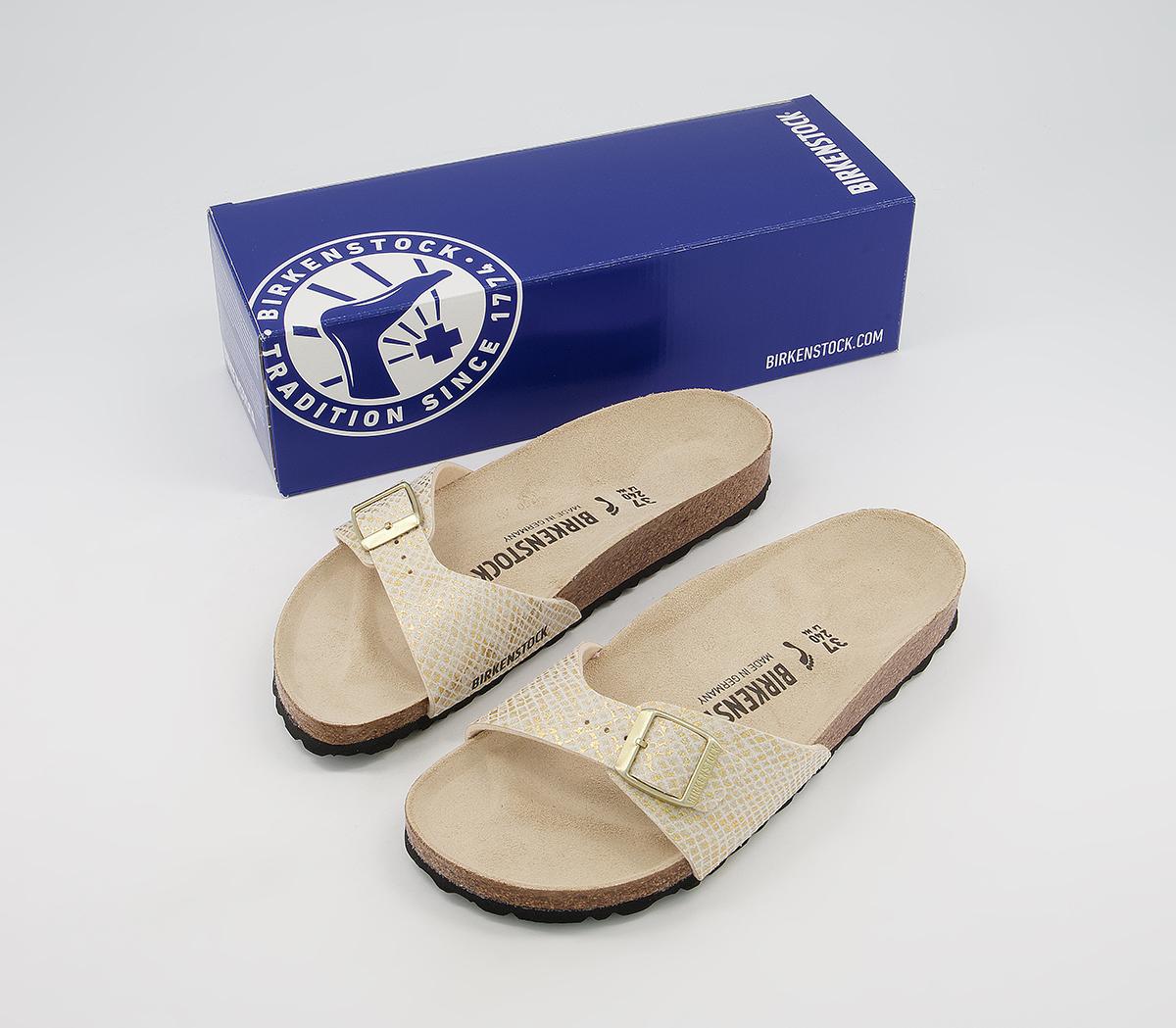 BIRKENSTOCKMadrid 1 Bar MulesShiny Python Eggshell Gold