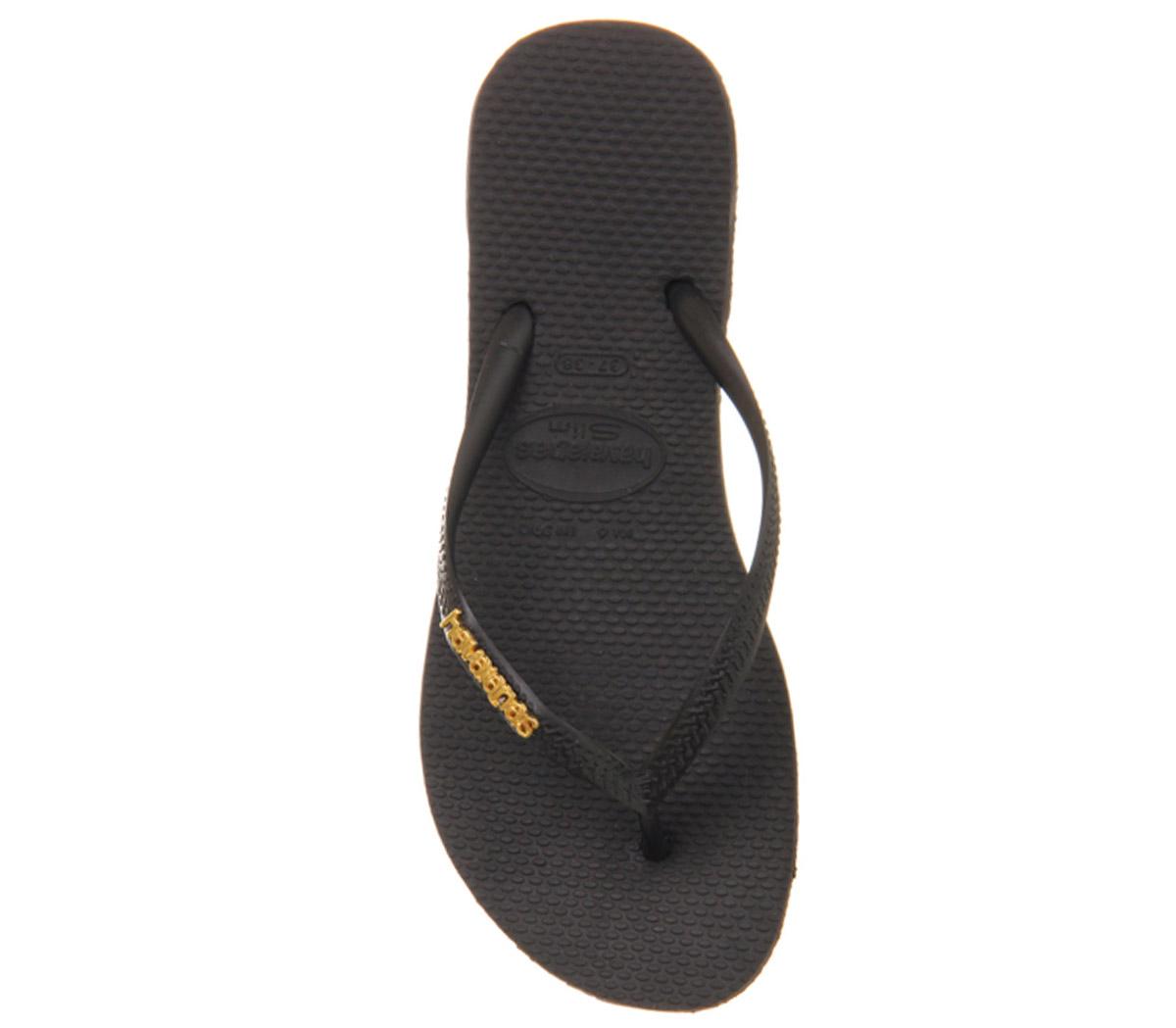 HavaianasSlim Logo Metallic Exclusive Black Gold