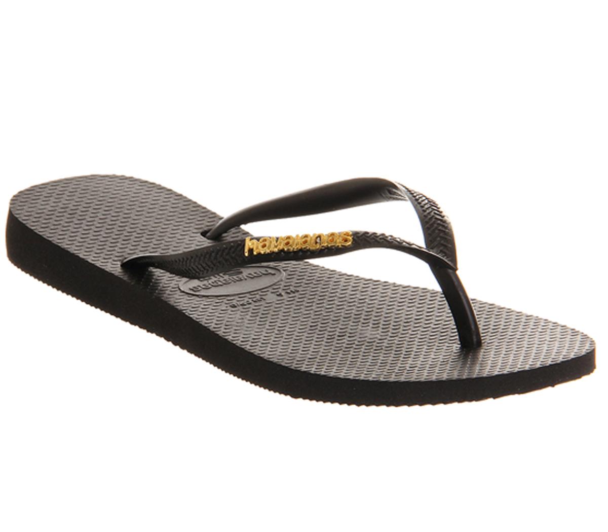 HavaianasSlim Logo Metallic Exclusive Black Gold