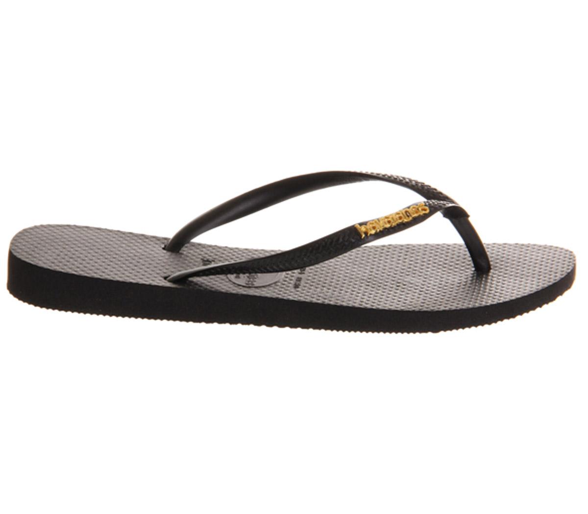 HavaianasSlim Logo Metallic Exclusive Black Gold