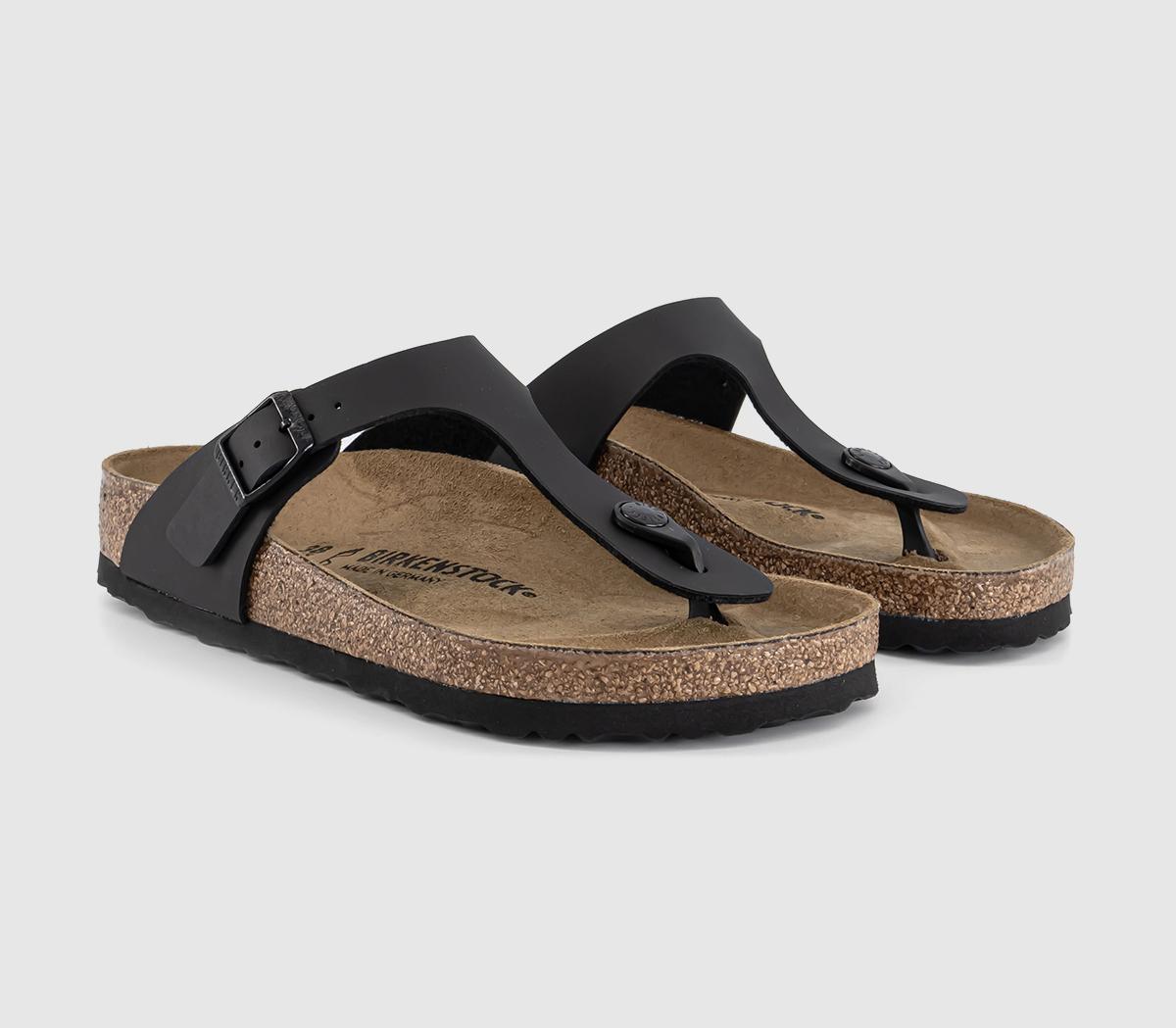 Birkenstock Womens Toe Thong Footbed Black Sandals, 6