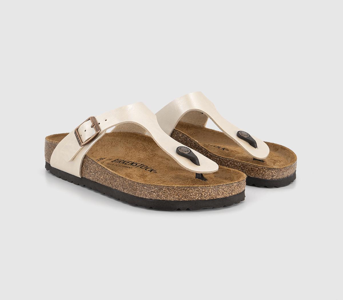 Birkenstock Kids Gizeh Toe Thong Footbed Sandals Graceful Pearl White, 3
