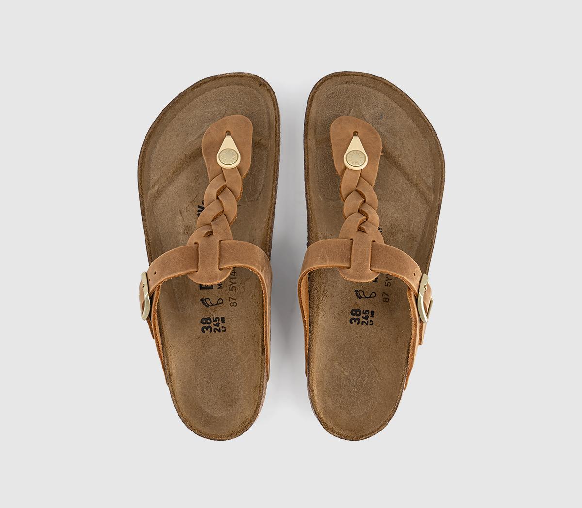 BIRKENSTOCKGizeh Toe Thong Footbed SandalsCognac Braided