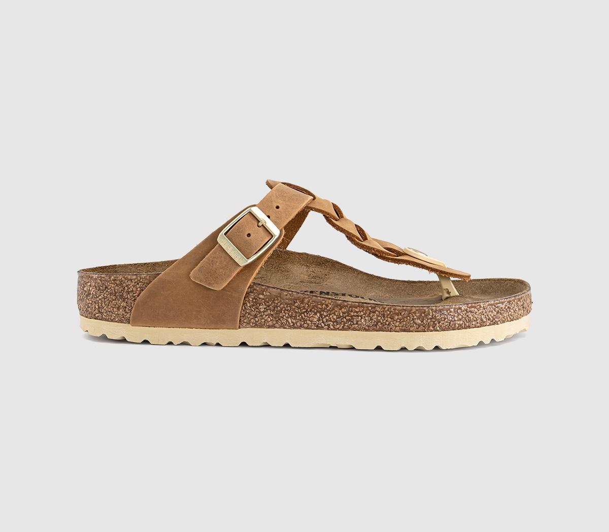 BIRKENSTOCKGizeh Toe Thong Footbed SandalsCognac Braided