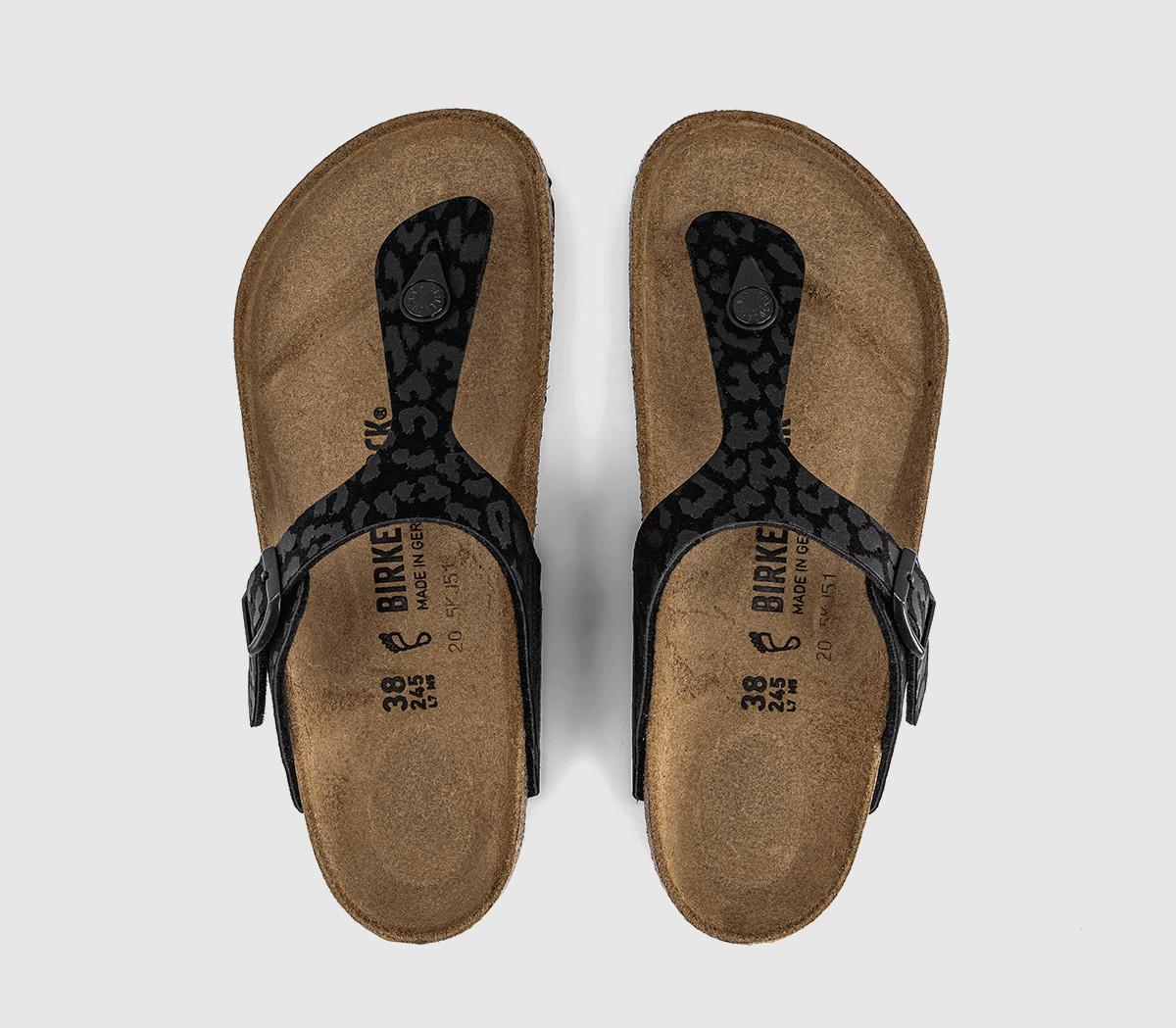BIRKENSTOCKToe Thong Footbed SandalsLeopard Black