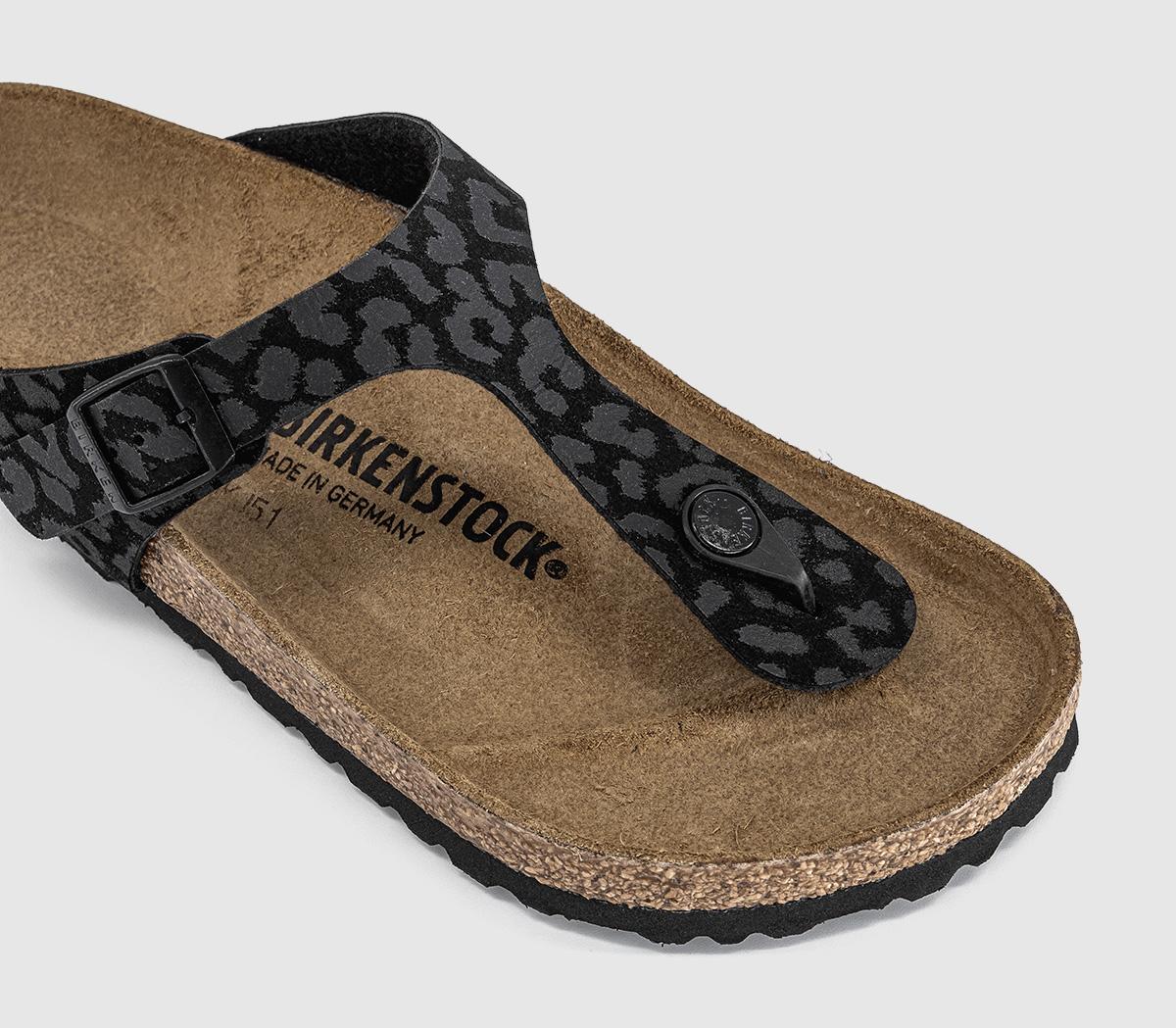 BIRKENSTOCKToe Thong Footbed SandalsLeopard Black