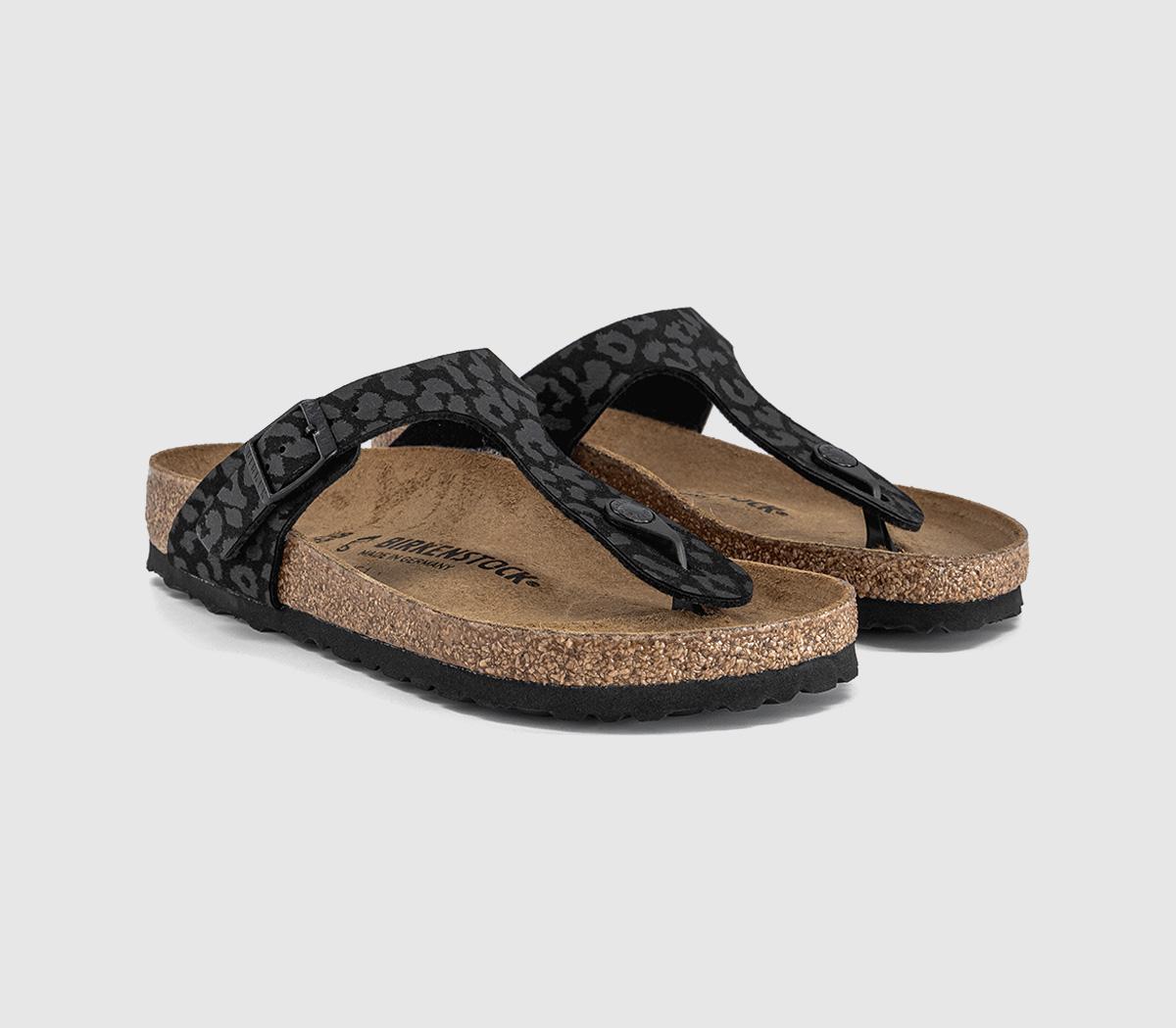 BIRKENSTOCKToe Thong Footbed SandalsLeopard Black